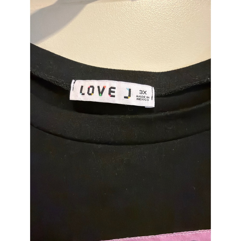Love J Black Graphic T-Shirt Women 3X Afro Art Puff Sleeve Crew Neck Top - Picture 2 of 3